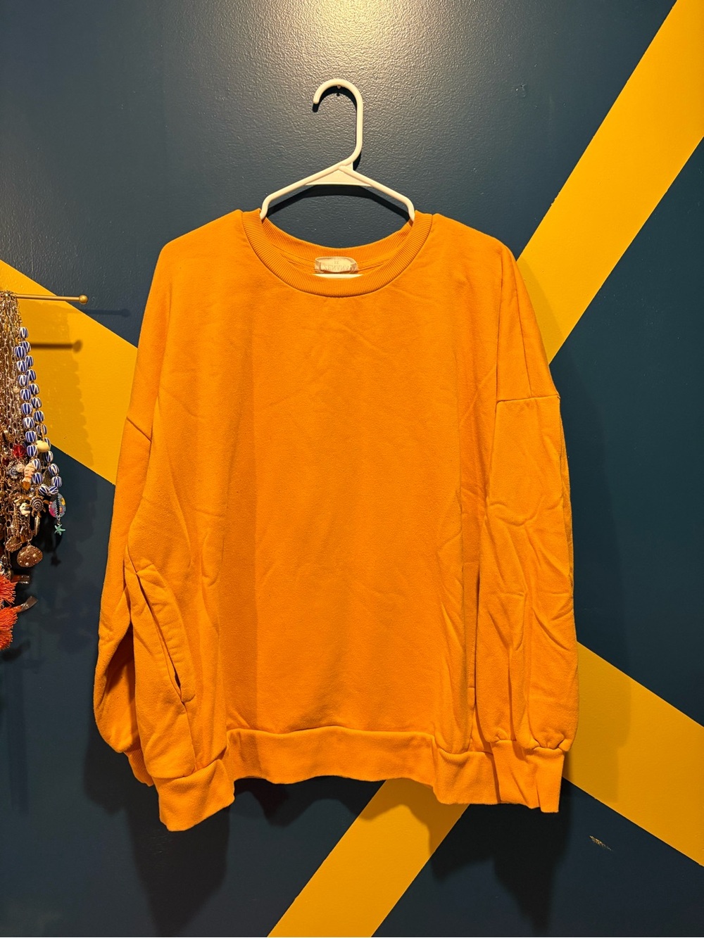 Zenana Mustard Yellow Crew Neck Fleece LIned Sweater GUC